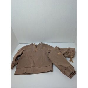 Reebok Kids 18M Tan Fleece Quarter Zip Pullover and‎ Joggers 2 Piece Set